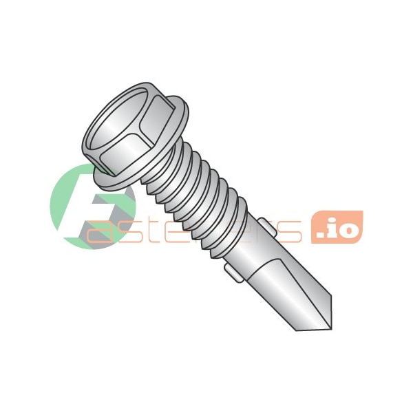 Newport Fasteners Self-Drilling Screw, #12-24 x 7/8 in, Plain 410 Stainless Steel Flange Hex Head External Hex Drive 934243 - main